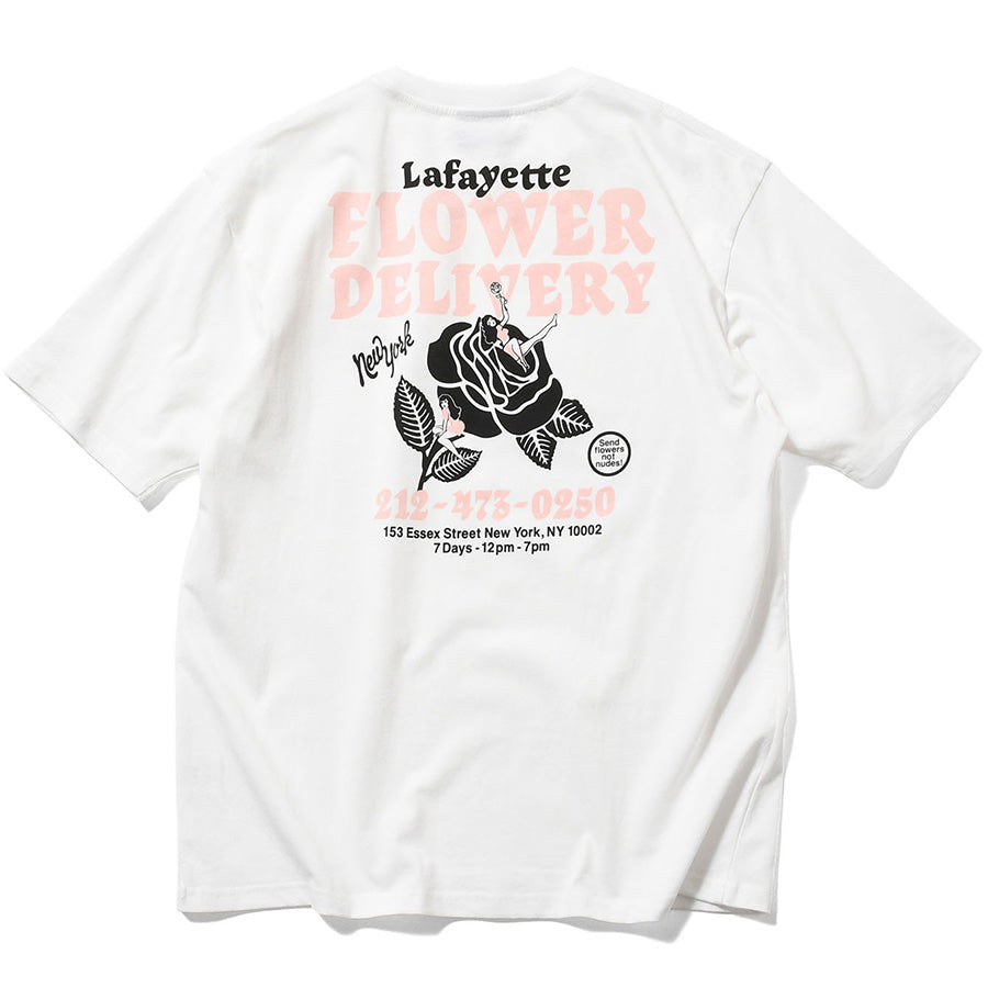 LFYT FLOWER DELIVERY TEE ホワイト 背面平置き