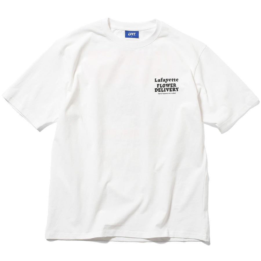 LFYT FLOWER DELIVERY TEE ホワイト 正面平置き