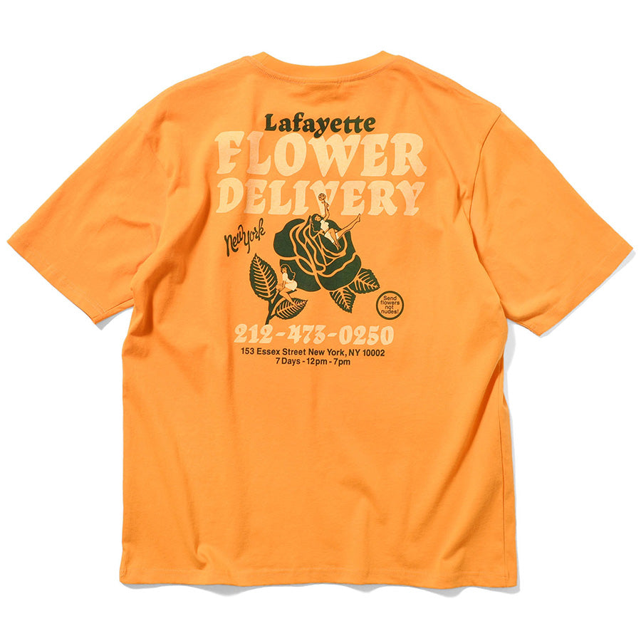 LFYT FLOWER DELIVERY TEE イエロー 背面平置き