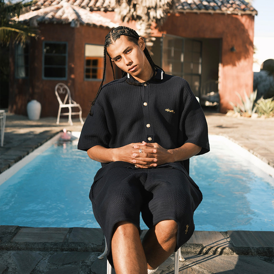 LFYT ニットシャツ ネイビー セットアップ モデル着用