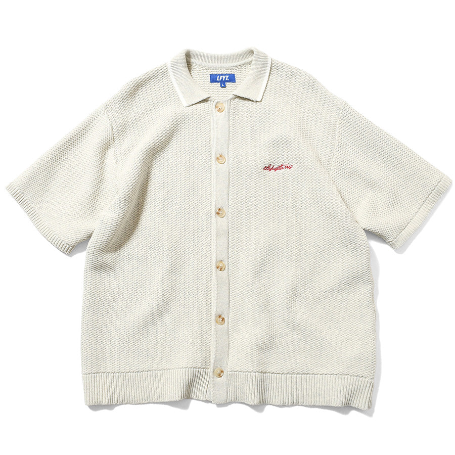 LFYT ニットシャツ アイボリー ラーベン編み 正面