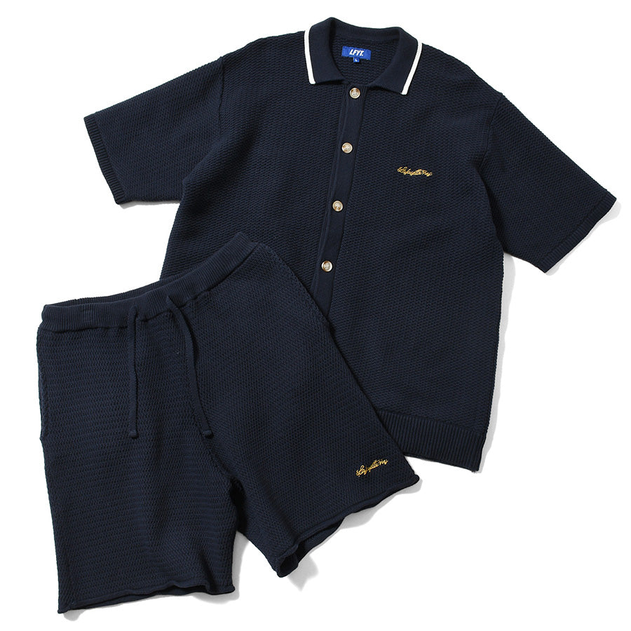 LFYT ニットシャツ ネイビー セットアップ 平置き