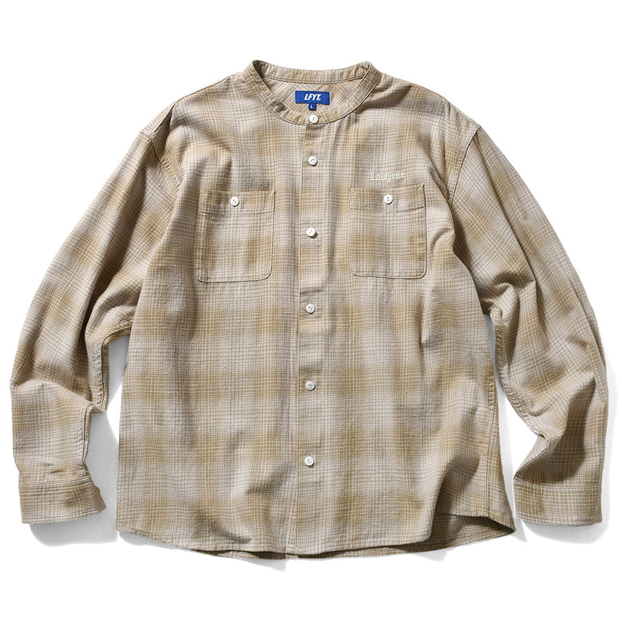 LFYT ( エルエフワイティー ) NEP TWILL CHECK BAND COLLAR SHIRT バンドカラーシャツ