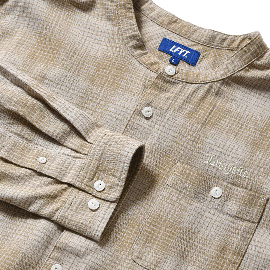 LFYT ( エルエフワイティー ) NEP TWILL CHECK BAND COLLAR SHIRT バンドカラーシャツ