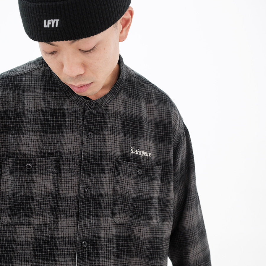 LFYT ( エルエフワイティー ) NEP TWILL CHECK BAND COLLAR SHIRT バンドカラーシャツ