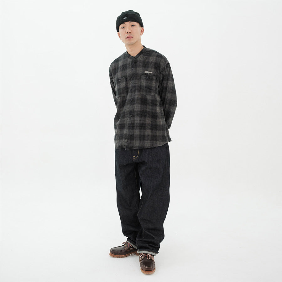 LFYT ( エルエフワイティー ) NEP TWILL CHECK BAND COLLAR SHIRT バンドカラーシャツ
