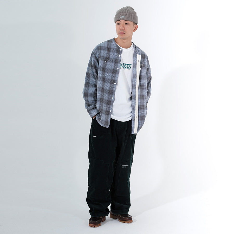 LFYT ( エルエフワイティー ) NEP TWILL CHECK BAND COLLAR SHIRT バンドカラーシャツ