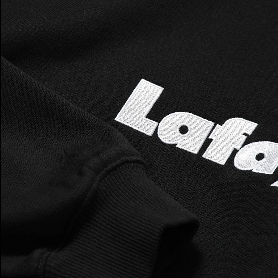 LFYT Lafayette LOGO CREW SWEAT クルースウェット ブラック ロゴ刺繍詳細 袖リブ LA260701