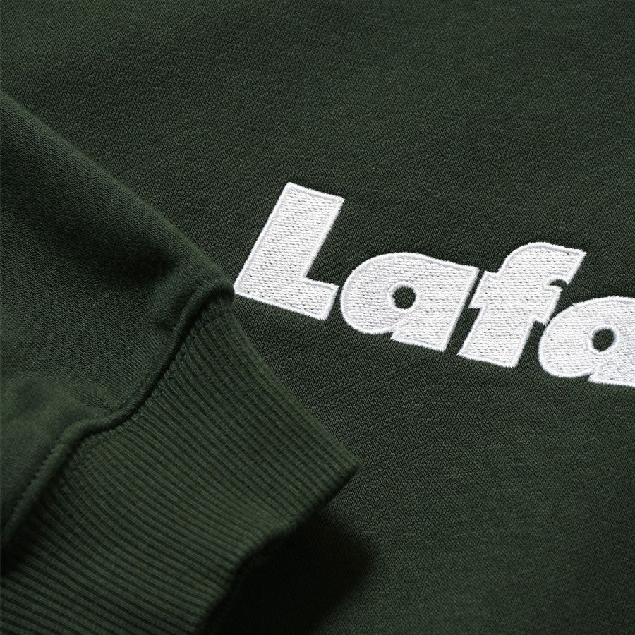 LFYT Lafayette LOGO CREW SWEAT クルースウェット ダークグリーン ロゴ刺繍詳細 袖リブ LA260701
