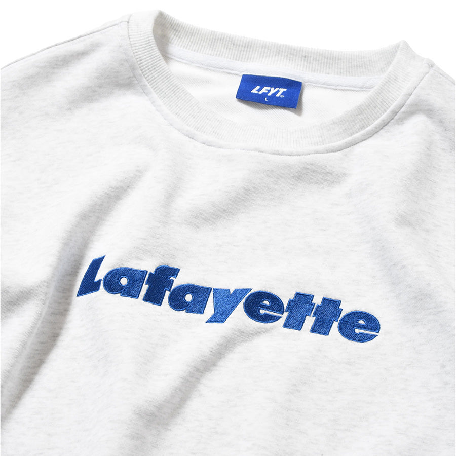 LFYT Lafayette LOGO CREW SWEAT クルースウェット ヘザーグレー フロント上部 ロゴ刺繍 LA260701