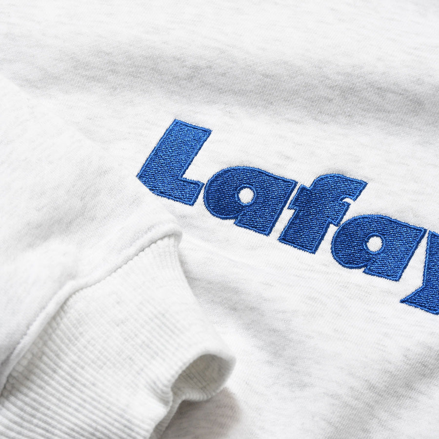 LFYT Lafayette LOGO CREW SWEAT クルースウェット ヘザーグレー ロゴ刺繍詳細 袖リブ LA260701