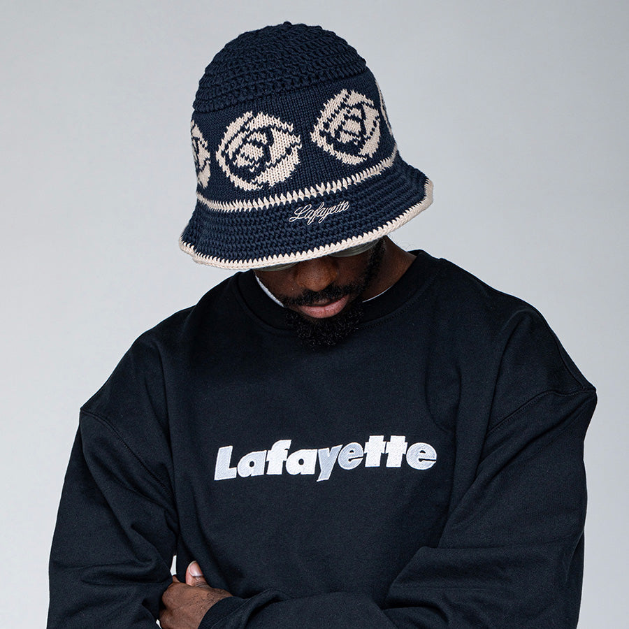 LFYT ROSE KNIT BUCKET HAT 【25SS】 LFYT Rose Knit Bucket Hat Natural Black Navy – HOMEGAME NEW YORK