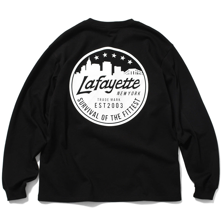 LFYT METRO SKYLINE L/S TEE ロングスリーブTシャツ ブラック 背面 平置き LA260104
