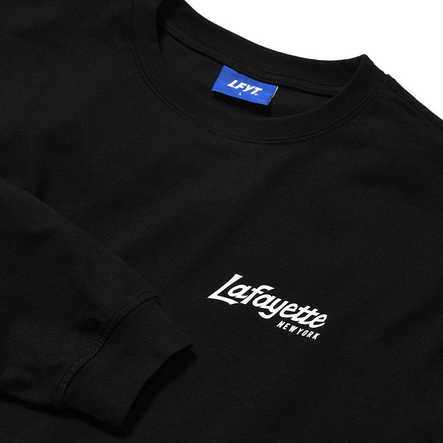 LFYT METRO SKYLINE L/S TEE ロングスリーブTシャツ ブラック 左胸ロゴプリント 袖リブ LA260104