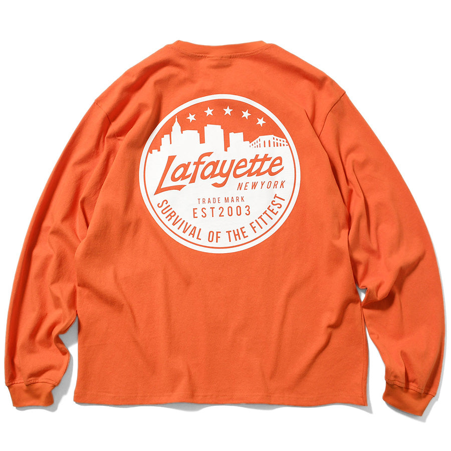 LFYT METRO SKYLINE L/S TEE ロングスリーブTシャツ オレンジ 背面 平置き LA260104