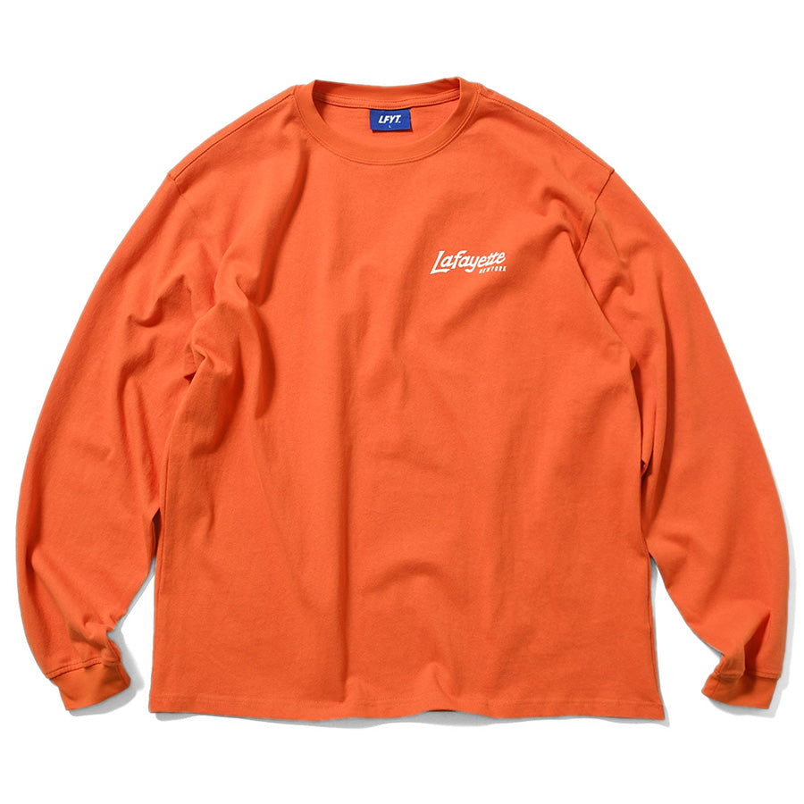 LFYT METRO SKYLINE L/S TEE ロングスリーブTシャツ オレンジ 正面 平置き LA260104