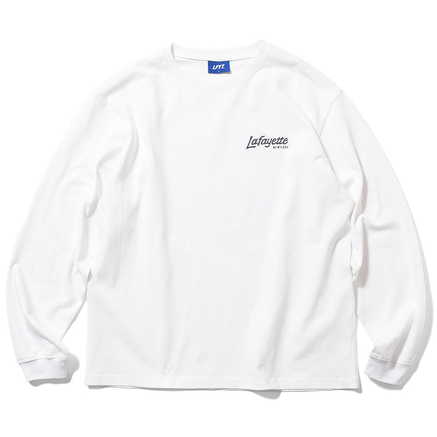 LFYT METRO SKYLINE L/S TEE ロングスリーブTシャツ ホワイト 正面 平置き LA260104