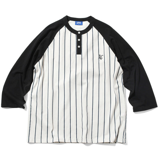 LFYT ラグランTシャツ ホワイト ピンストライプ 正面