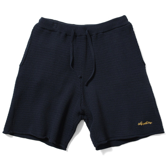 LFYT ニットショーツ ネイビー ラーベン編み 正面