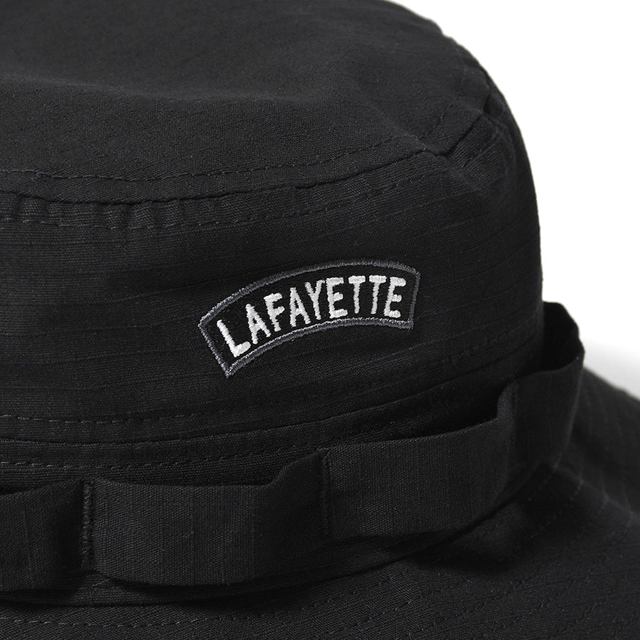 LFYT RIPSTOP FIELD BOONIE HAT ハット ブラック LAFAYETTEロゴ刺繍アップ LA261404