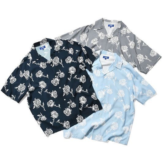 LFYT ROSE OPEN COLLAR SHIRT ネイビー ヘザーグレー ライトブルー 3カラー比較
