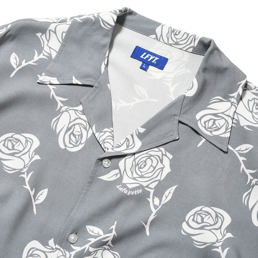 LFYT ROSE OPEN COLLAR SHIRT ヘザーグレー 襟元ディテール