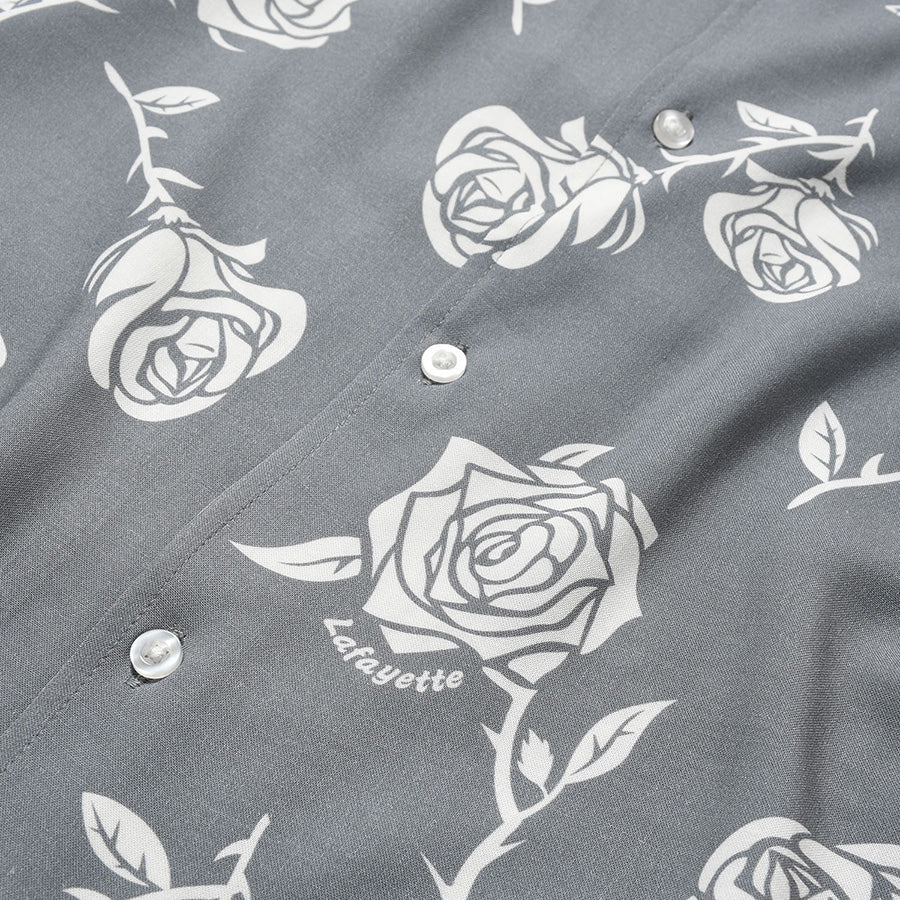 LFYT ROSE OPEN COLLAR SHIRT ヘザーグレー ローズ柄ディテール