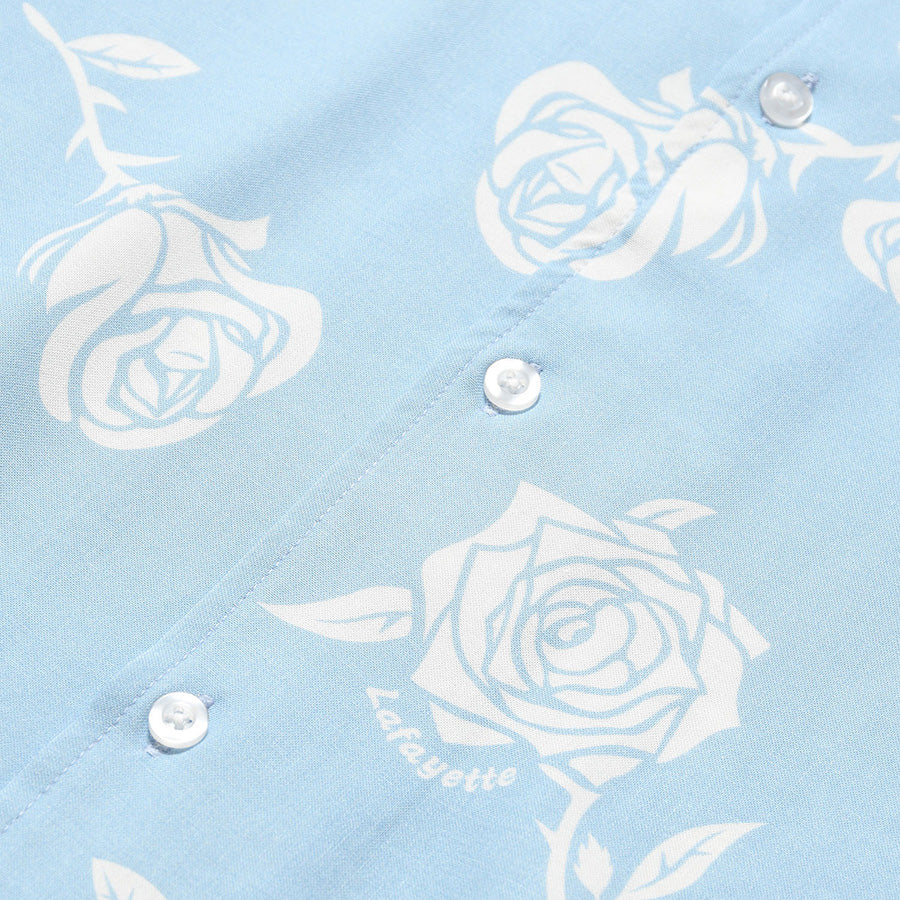 LFYT ROSE OPEN COLLAR SHIRT ライトブルー ローズ柄ディテール