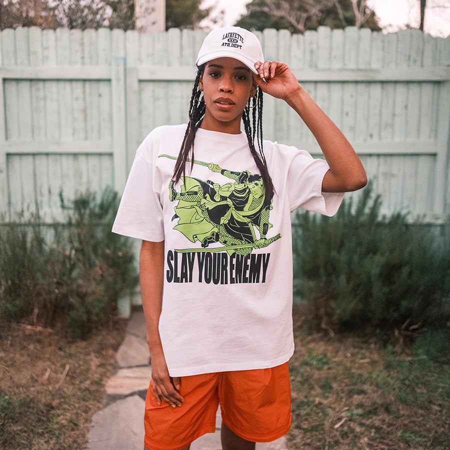 LFYT SAMURAI TEE ホワイト モデル着用フロントスタイル