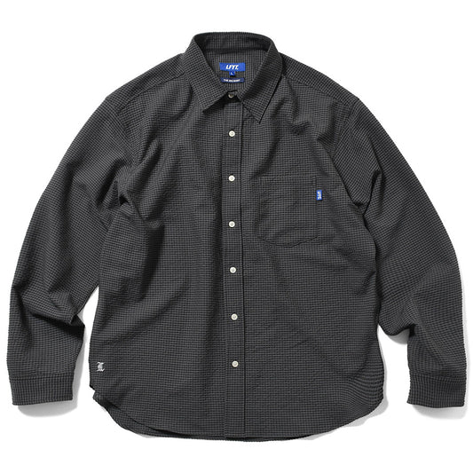 LFYT シャツ ブラック シアサッカー 正面