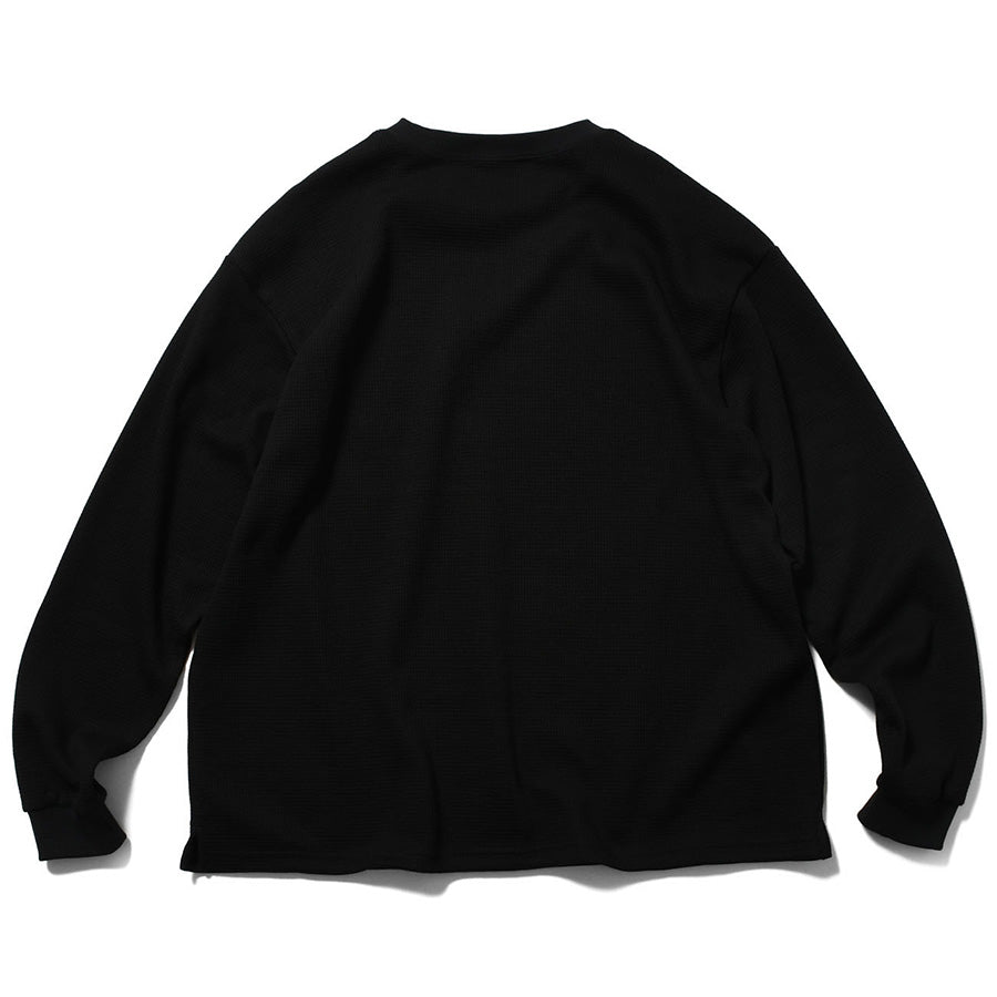 LFYT WAFFLE THERMAL サーマル ロンT ブラック 平置き背面 LA260101