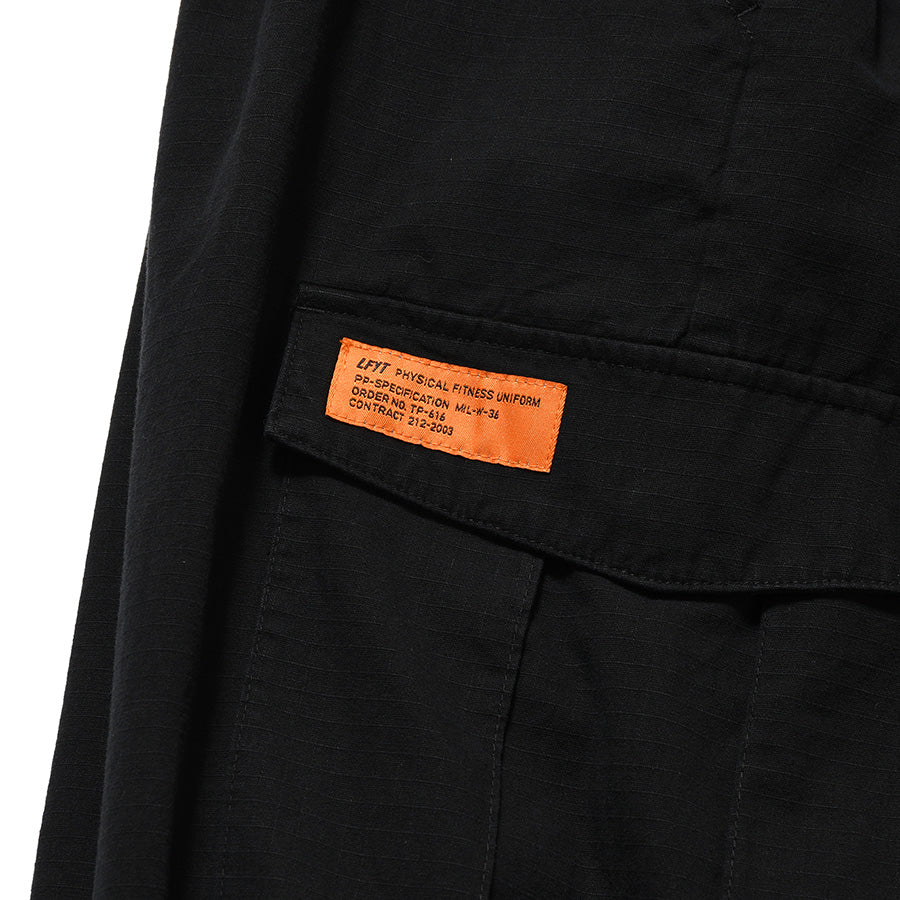 LFYT（エルエフワイティー）WASHED RIPSTOP FIELD CARGO ブラック カーゴポケット ブランドタグ LA261201