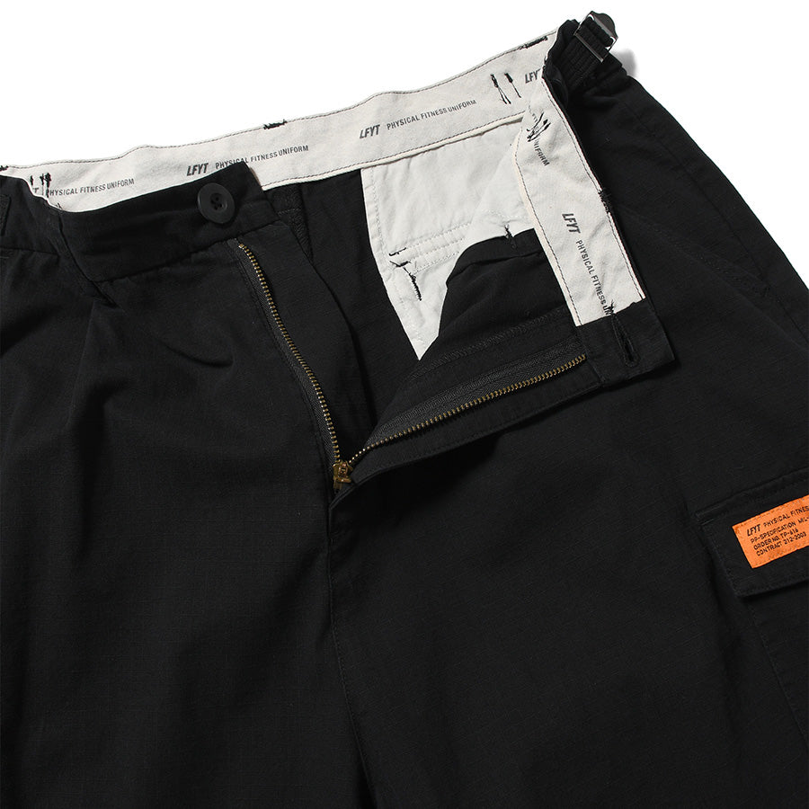 LFYT（エルエフワイティー）WASHED RIPSTOP FIELD CARGO ブラック ウエストファスナー開放 LA261201
