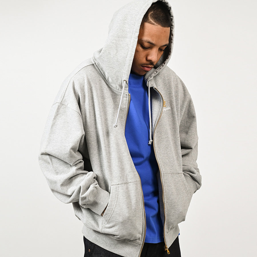 LFYT フルジップパーカー ヘザーグレー 着用 右斜め