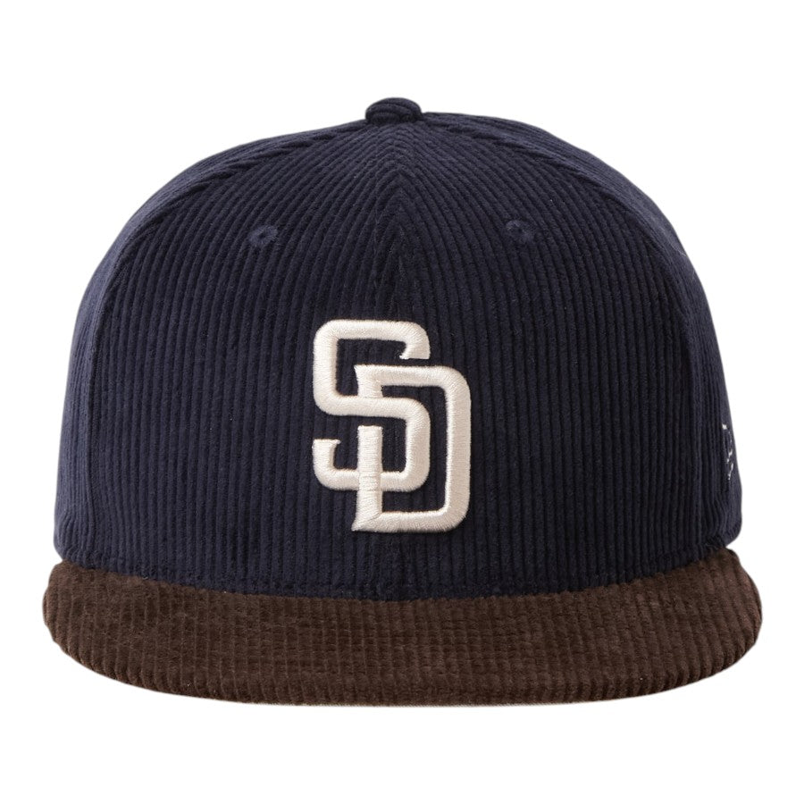 NEW ERA 59FIFTY コーデュロイ サンディエゴ・パドレス キャップ ネイビー ダークブラウン 正面 15137344