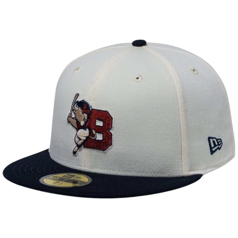 NEW ERA 59FIFTY MiLB バッファロー・バイソンズ クロームホワイト ネイビーバイザー 右斜め 15221389