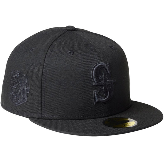 NEW ERA（ニューエラ）59FIFTY MLB Black on Black シアトル・マリナーズ ブラック キャップ 右斜め