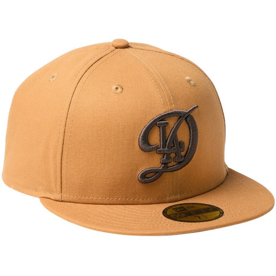 NEW ERA（ニューエラ）59FIFTY MLB Duck Canvas ロサンゼルス・ドジャース シティーコネクトロゴ ライトブロンズ 右斜め