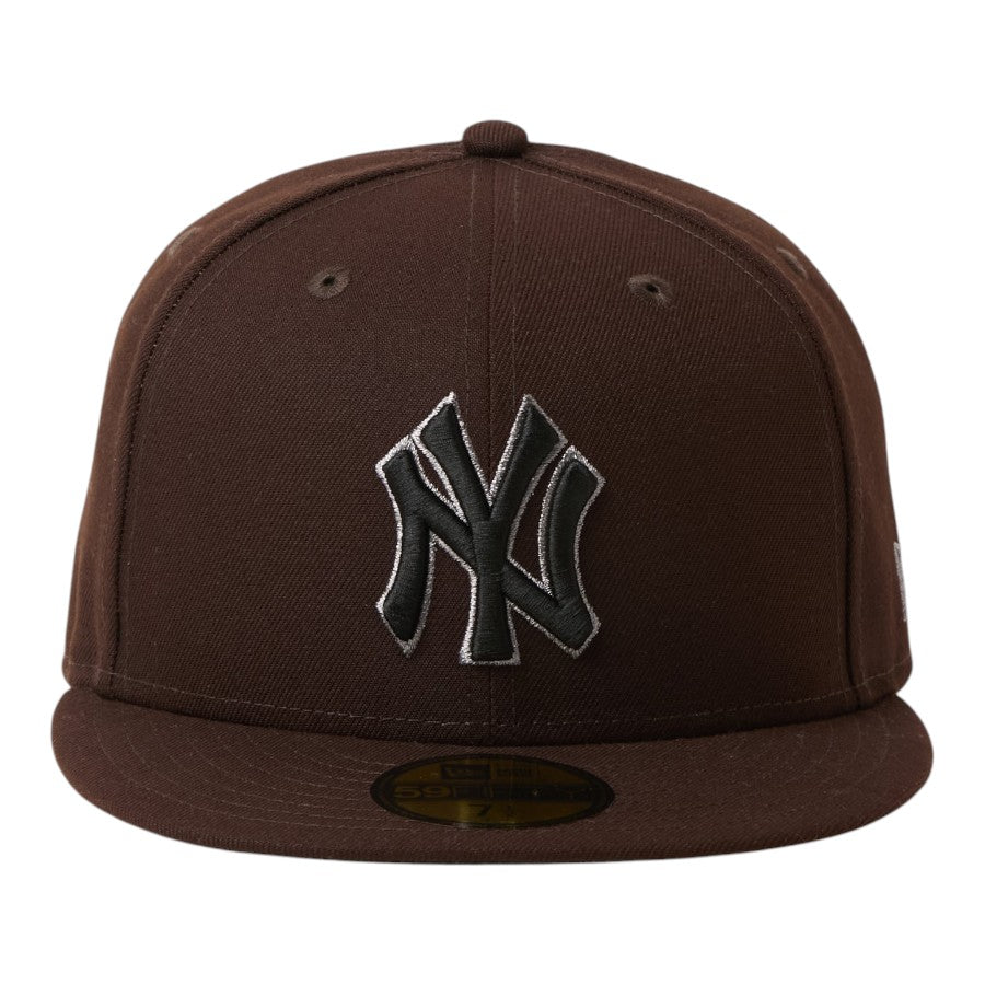 NEW ERA 59FIFTY MLB Metallic Pewter ニューヨーク・ヤンキース キャップ バーントウッド 正面 15137357