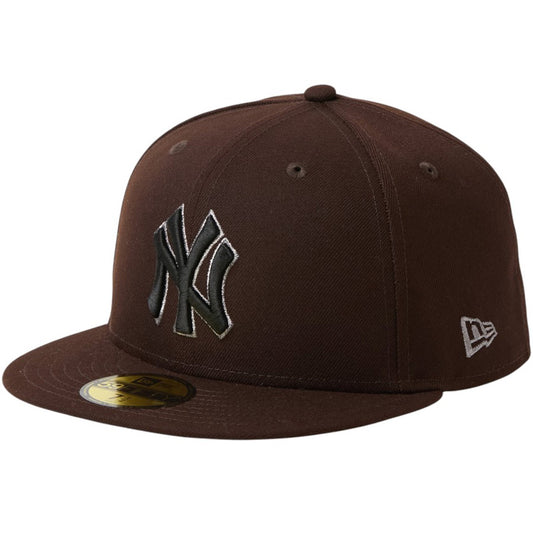 NEW ERA 59FIFTY MLB Metallic Pewter ニューヨーク・ヤンキース キャップ バーントウッド 左斜め向き 15137357