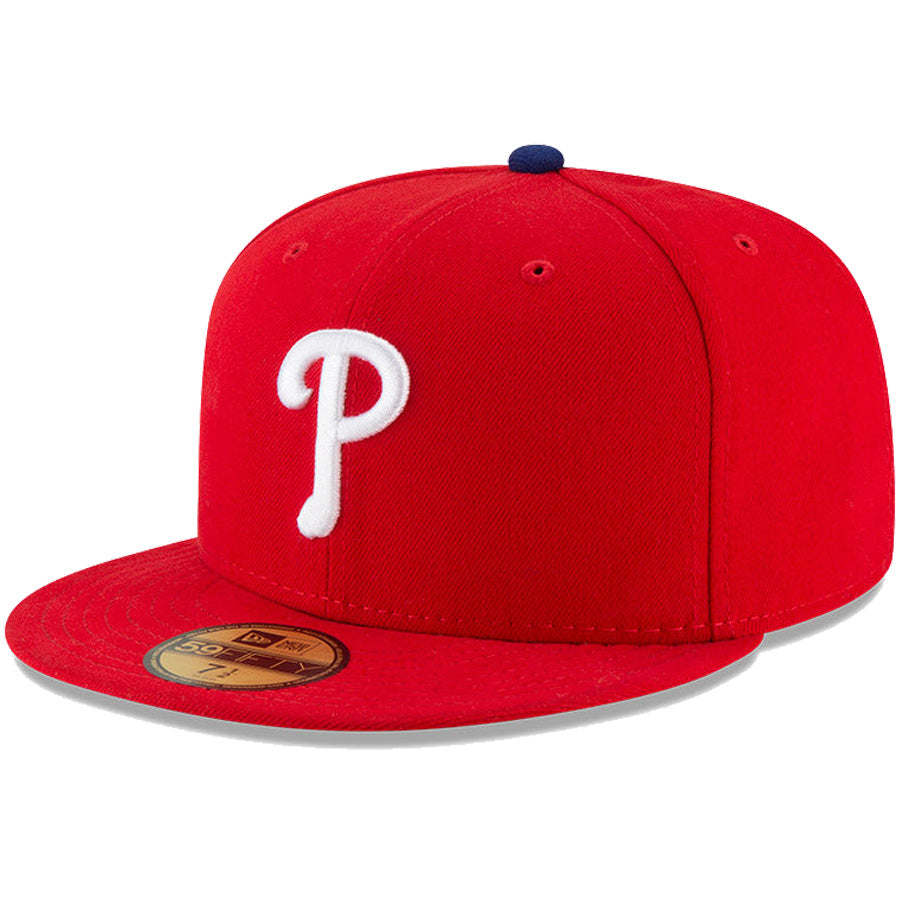 NEW ERA（ニューエラ）59FIFTY MLBオンフィールド フィリーズ ゲームキャップ スカーレット 左斜め 14524859
