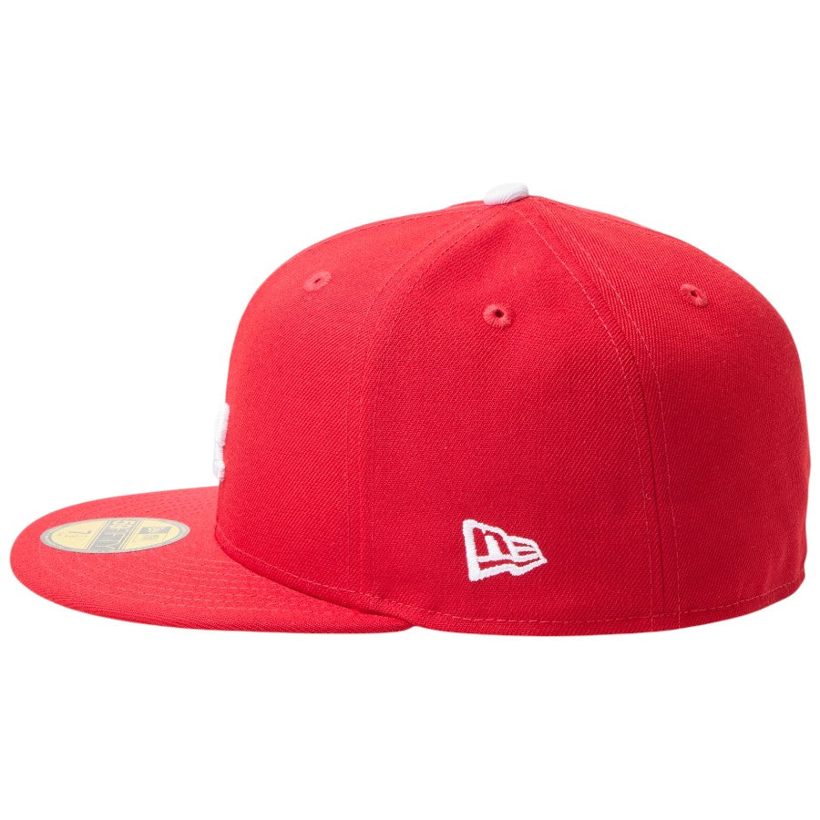 NEW ERA 59FIFTY MLB Scarlet ロサンゼルス・ドジャース スカーレット NEフラッグロゴ刺繍 15137377