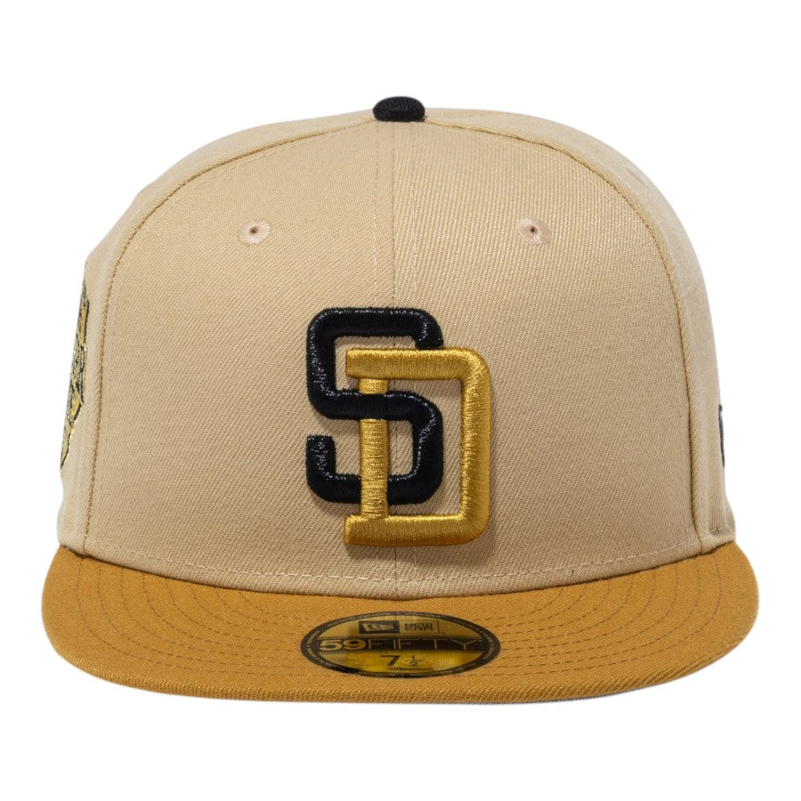 NEW ERA 59FIFTY The Brew サンディエゴ・パドレス キャップ ブラック/ブラッシュドブロンズ/ベガスゴールド 正面 15228777