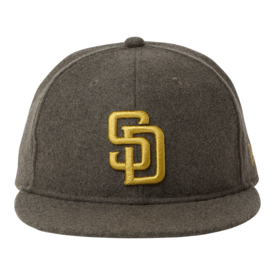 NEW ERA 9FIFTY MLB Wool Melton サンディエゴ・パドレス キャップ カーキ 正面 15136996