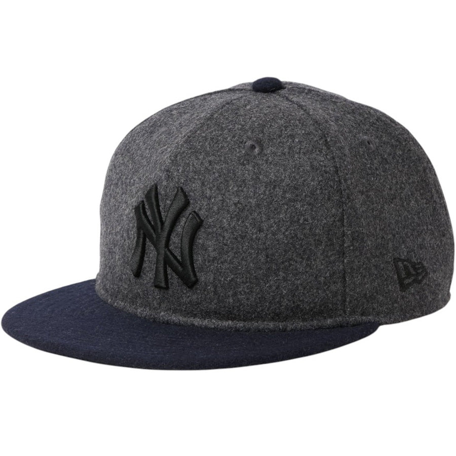 NEW ERA 9FIFTY MLB Wool Melton ニューヨーク・ヤンキース キャップ グレー/ネイビー 左斜め 15136997