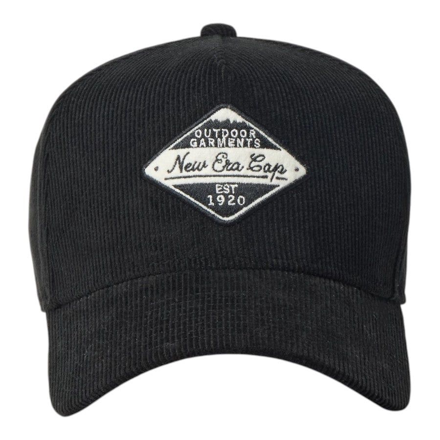 NEW ERA 9FORTY A-Frame Corduroy アウトドア キャップ ブラック 正面 15125126