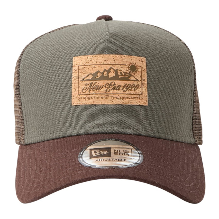 NEW ERA 9FORTY A-Frame Cork Patch モス/バーントウッド 正面 15125115