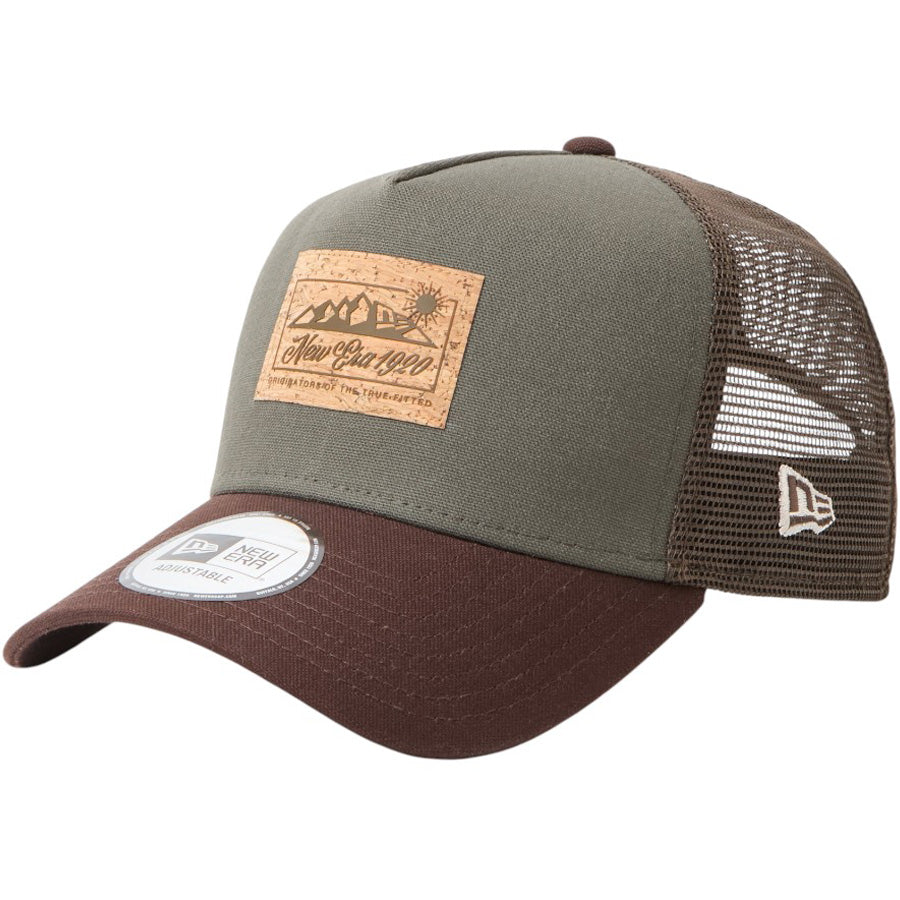 NEW ERA 9FORTY A-Frame Cork Patch モス/バーントウッド 左斜め 15125115