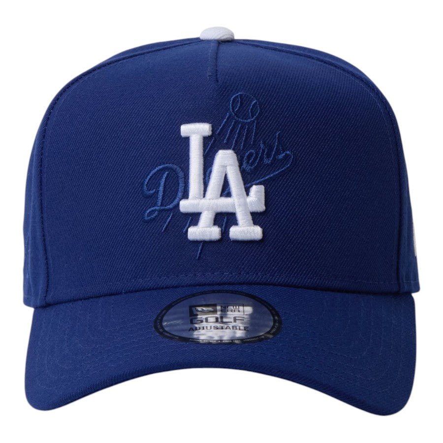 NEW ERA 9FORTY A-Frame ロサンゼルス・ドジャース ダブルロゴ キャップ ネイビー/ダークブルー 正面 15125366