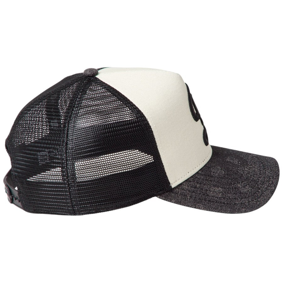 NEW ERA 9FORTY A-Frame Laser Burn Out Denim ドジャース クロームホワイト/ブラック 右向き 15137100